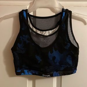 GRRRL blue mesh sports bra